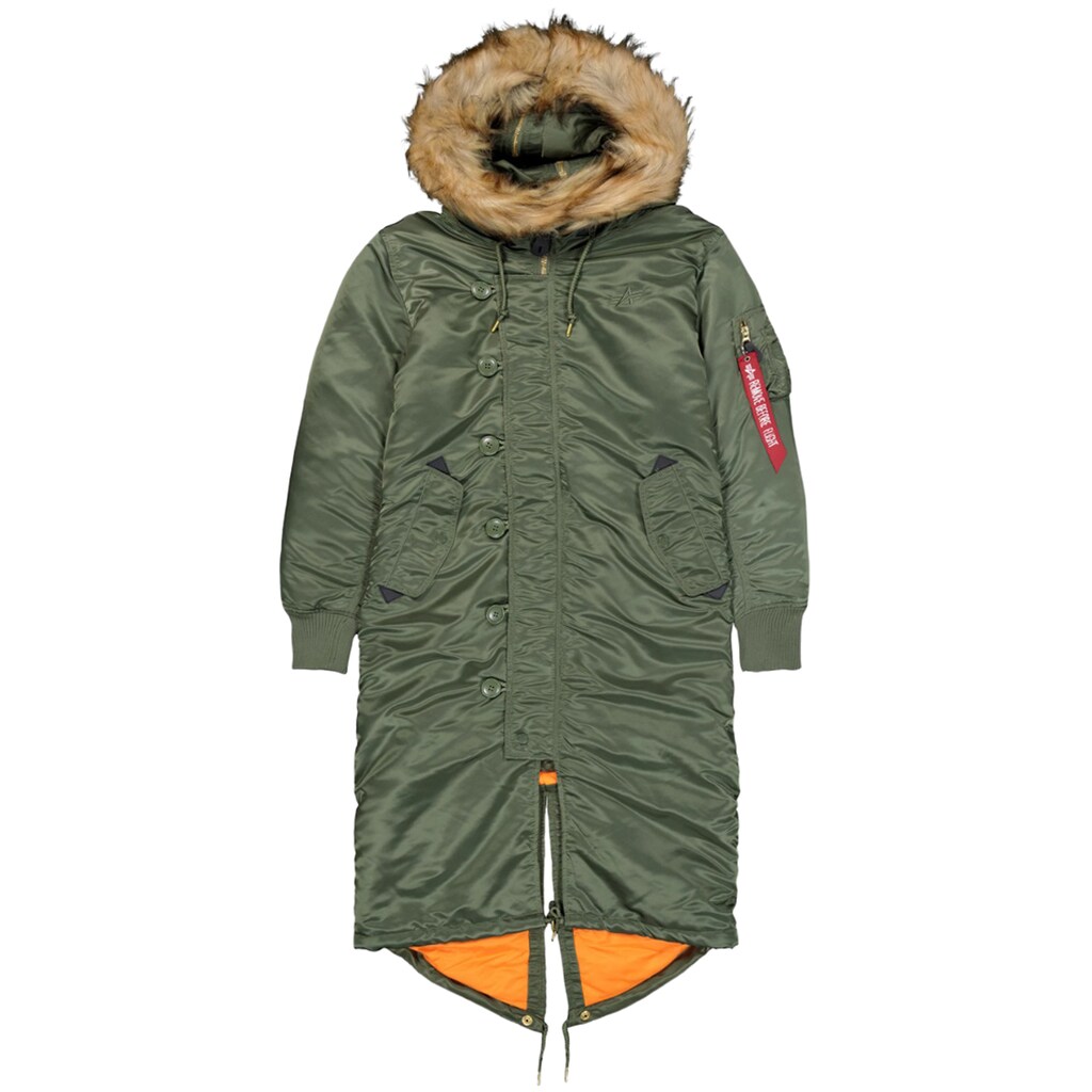 Dámská parka bunda s kapucí Alpha Industries Long Fishtail Sage Green M