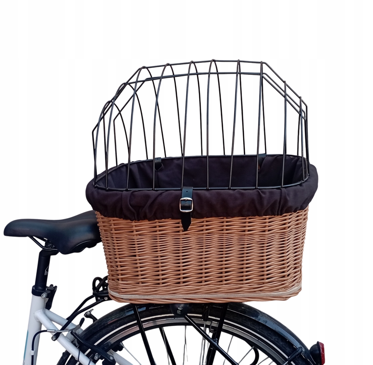Duży Kosz Wiklinowy na Rower Transporter na Bagażnik dla Psa z wkładem