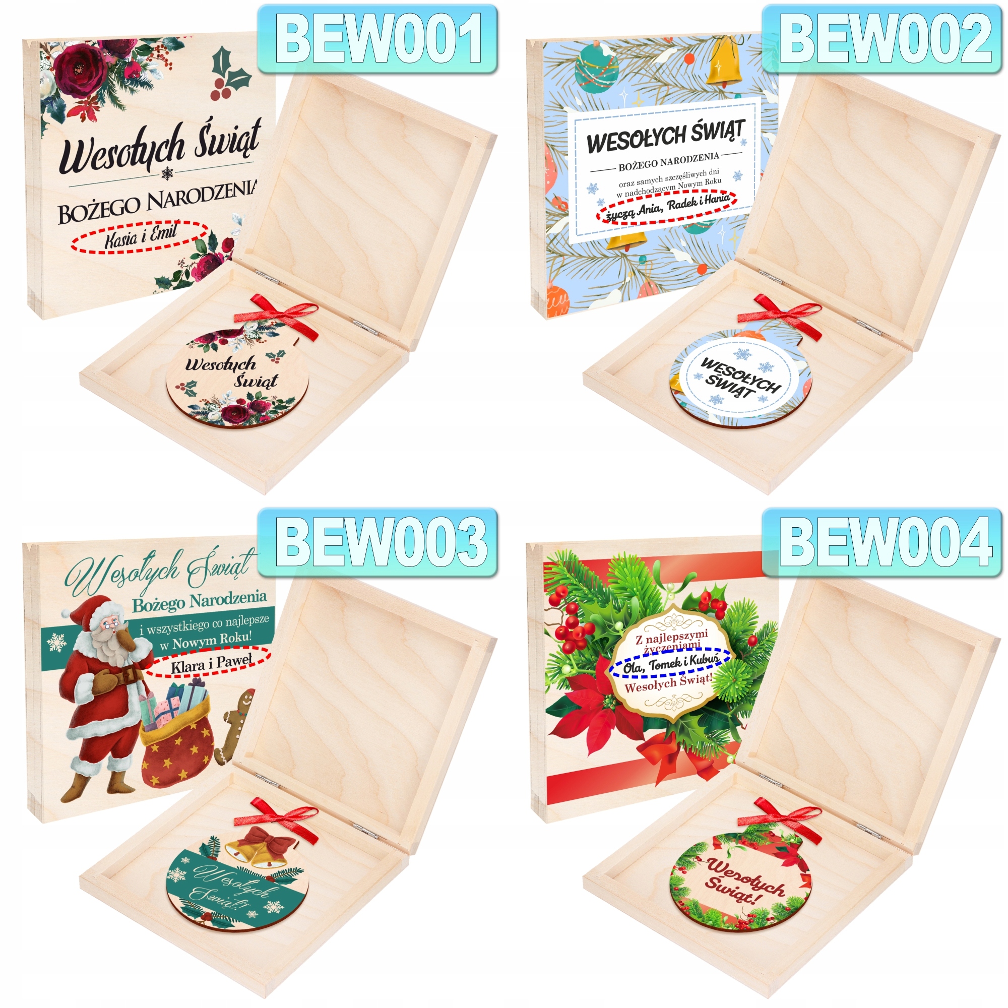 DREWNIANA KARTKA ŚWIĄTECZNA + BOMBKA NA CHOINKĘ Kod producenta BEW