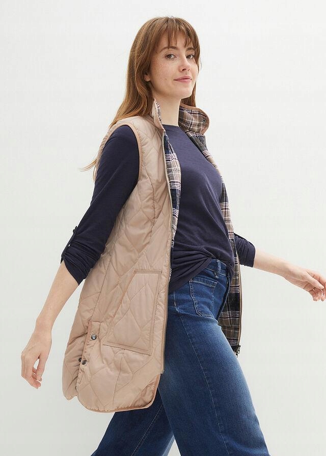 DŁUGA KAMIZELKA PIKOWANA Z GUZIKAMI BONPRIX 40