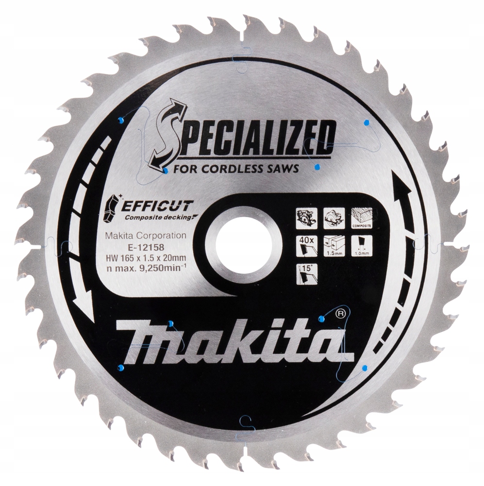 Makita Kotoučová Pila 165x20x40z Efficut Kompozitní Desky