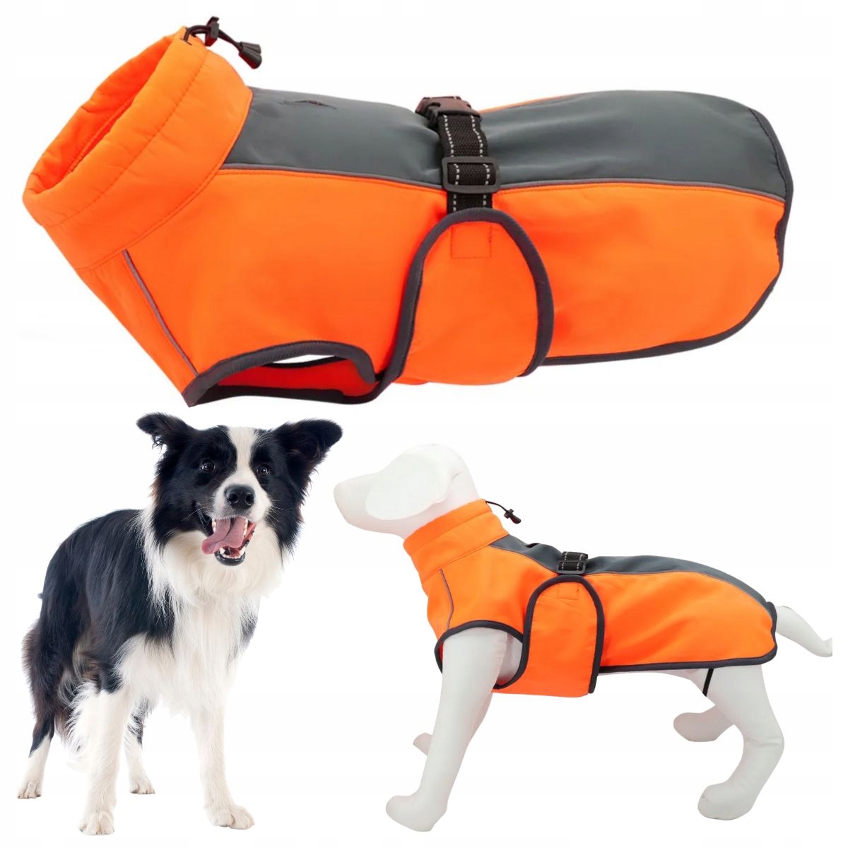 Levně Oblečení pro velkého psa teplé Softshell voděodolné reflexní na zimu L 55cm