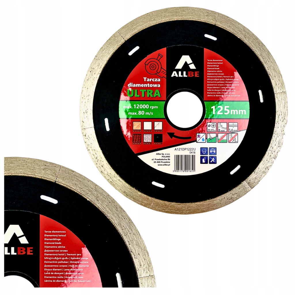 TARCZA DIAMENTOWA DO GRESU 125X1,4X8X22,23MM ALLBE