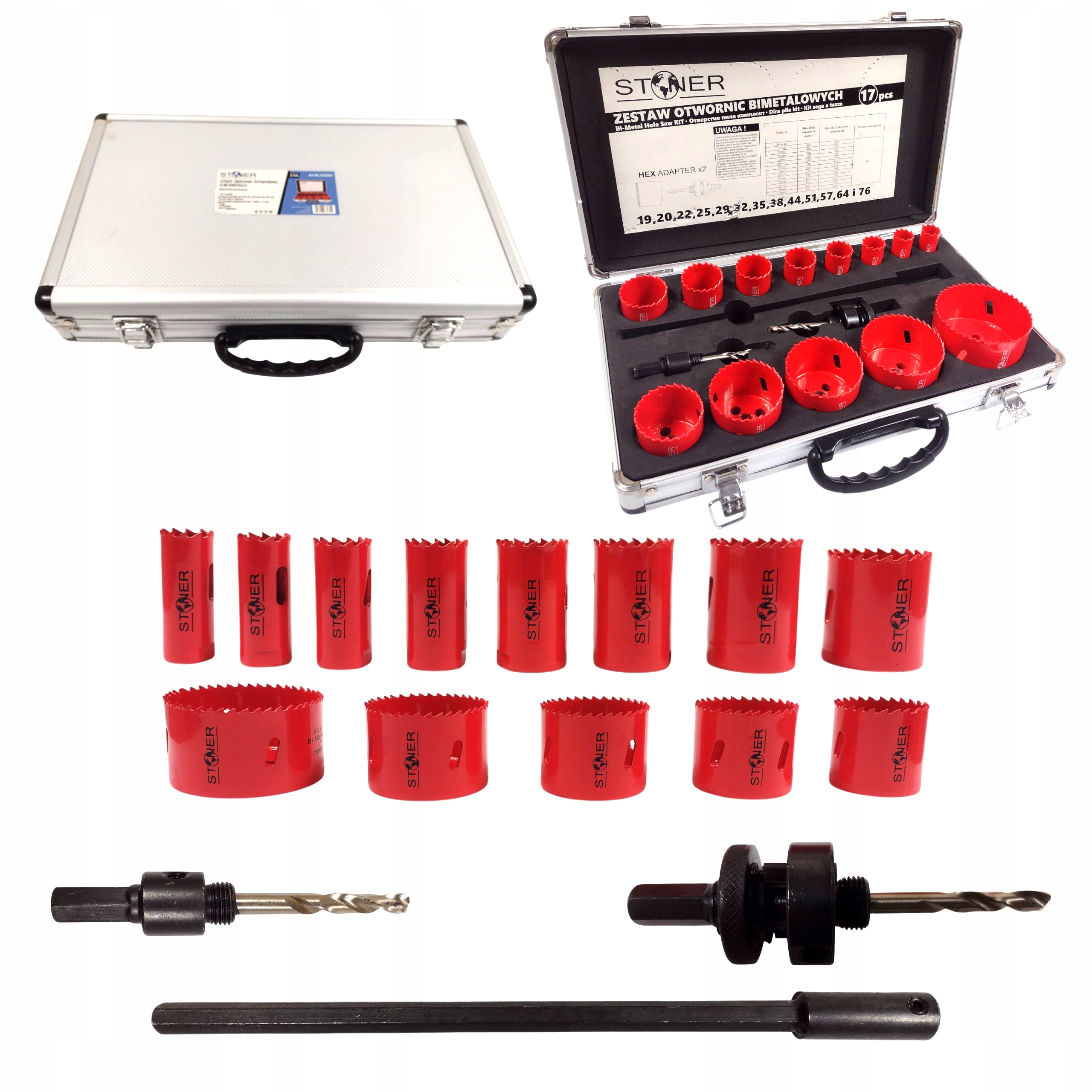 Otwornice Do Metalu Drewna Zestaw Otwornic Bi-metal Hss 17 El Alu