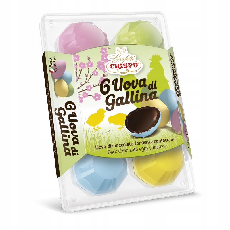 Levně Velikonoční vajíčka v cukrovém obalu s tmavou čokoládou 6 ks 210 g