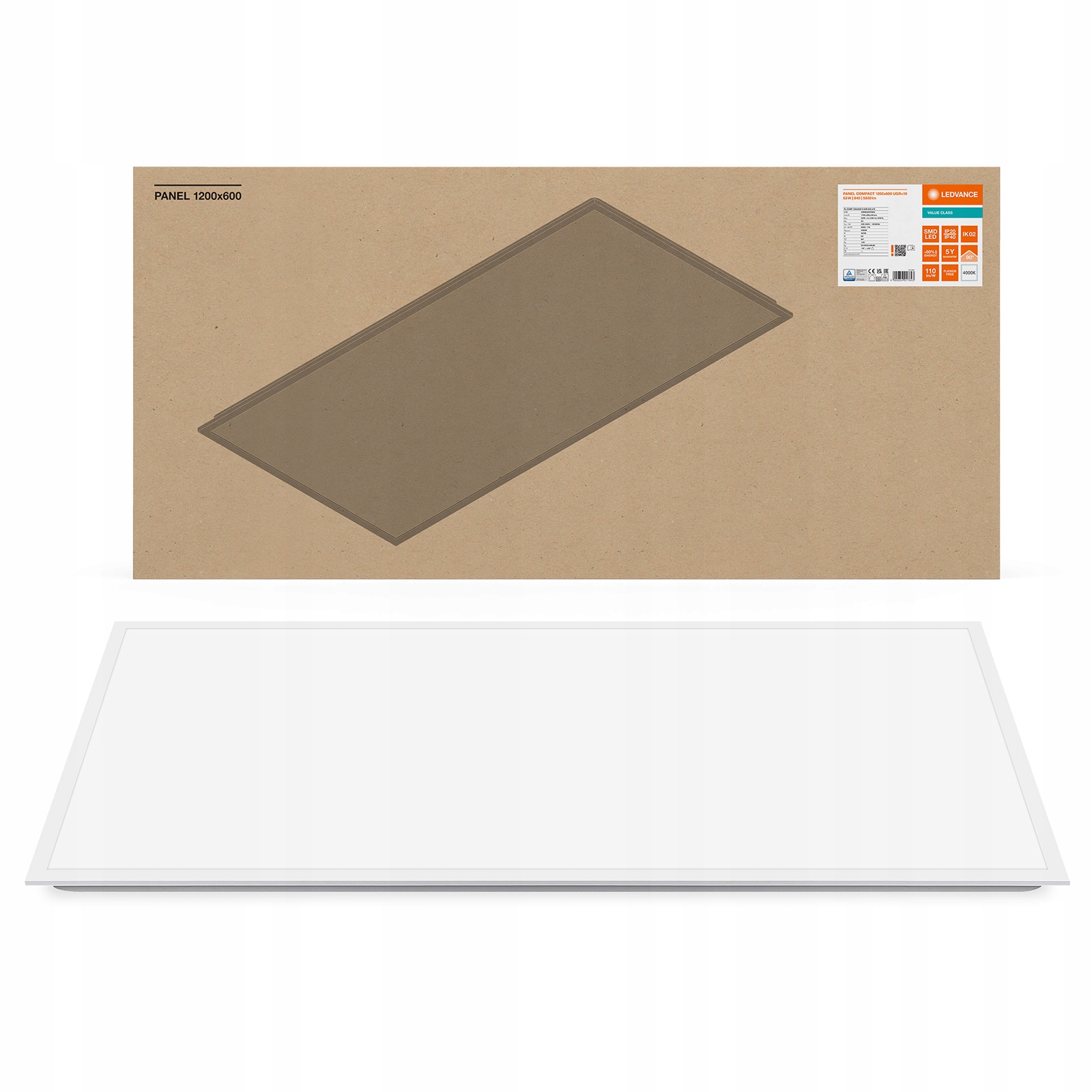 Led panel Kancelárska lampa stropná 53W 5830lm 4000K 120x60cm UGR19