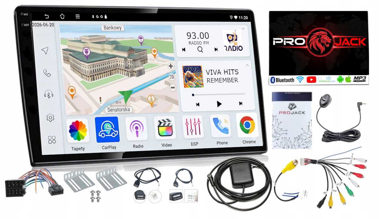 Rádio Gps 9 Palcov 2 Din Android Carplay Wifi Bt MP3 Usb 4/64GB Qled
