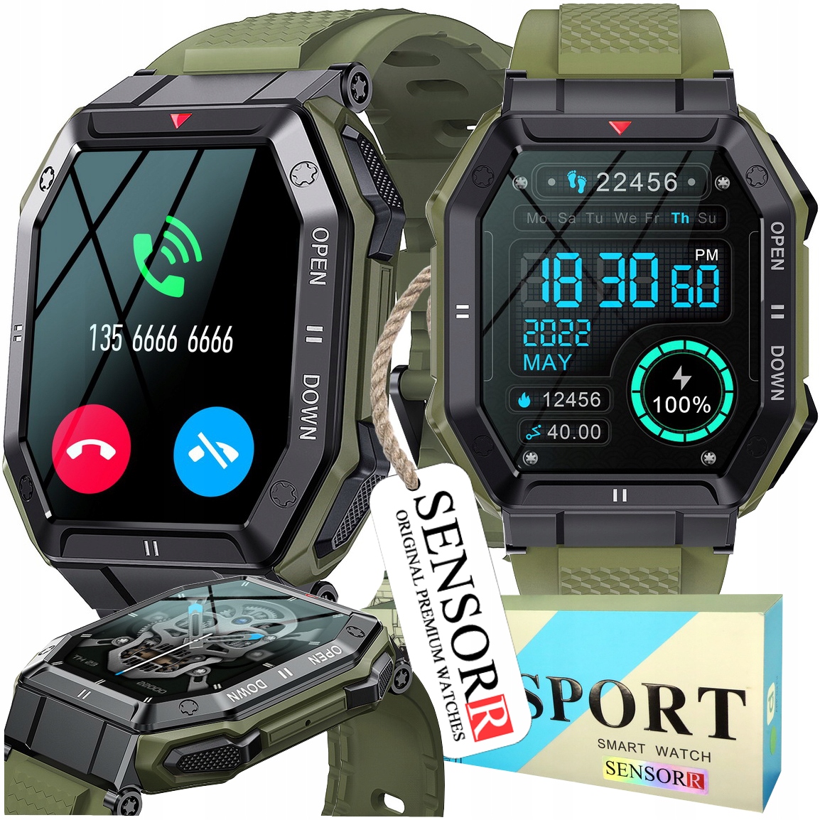 Silné Vojenské Pánske Hodinky Smartwatch Sms Rozhovory Poľské Originálne Menu