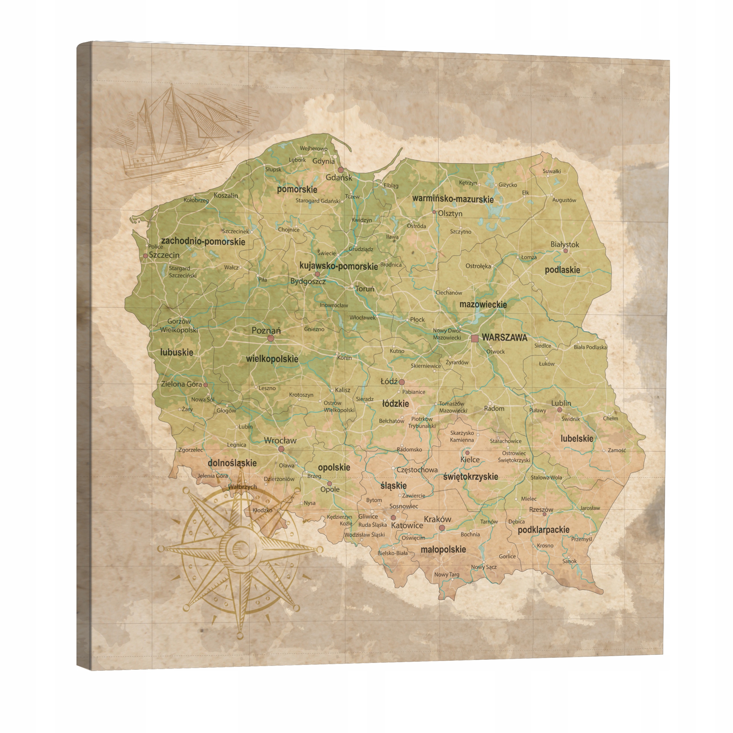 

Obraz na płótnie Mapa Polski 60x60cm