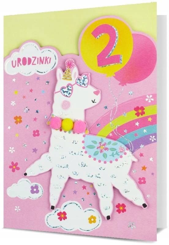 Kartka na 2 urodzinki dla dziewczynki słodka H2860