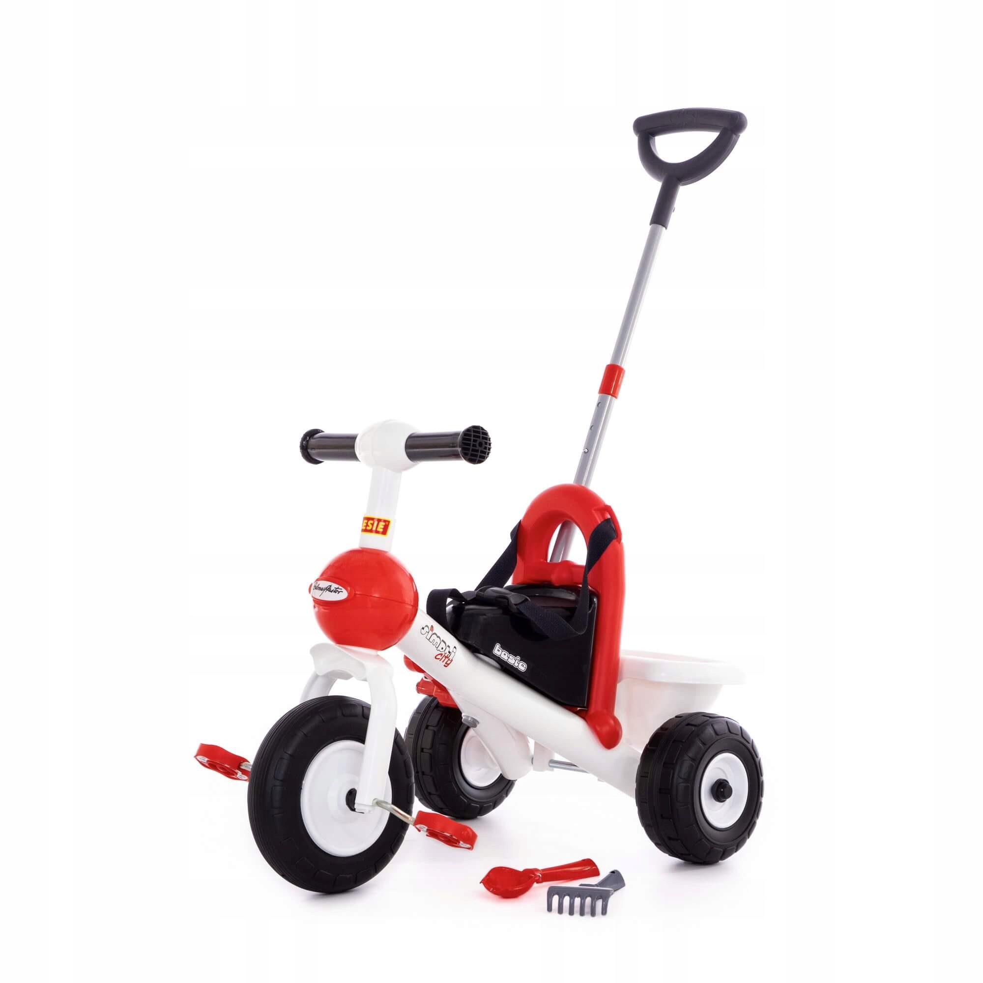 Rowerek 3-ch kołowy "Basics" z rączką i paskiem zestaw