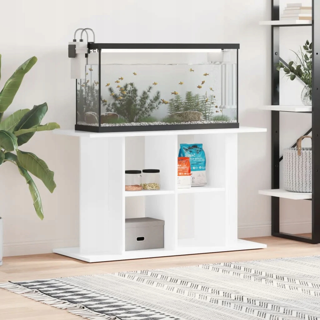 Levně Stojan na akvárium lesklý bílý 100x40x60 cm kompozitní dřevo
