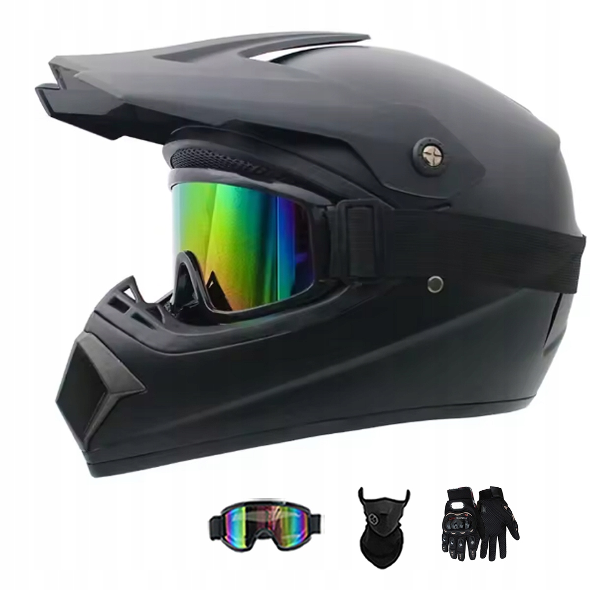 Motocyklová Přilba Crossová Lehká Enduro Quada Brýle Rukavice Maska L