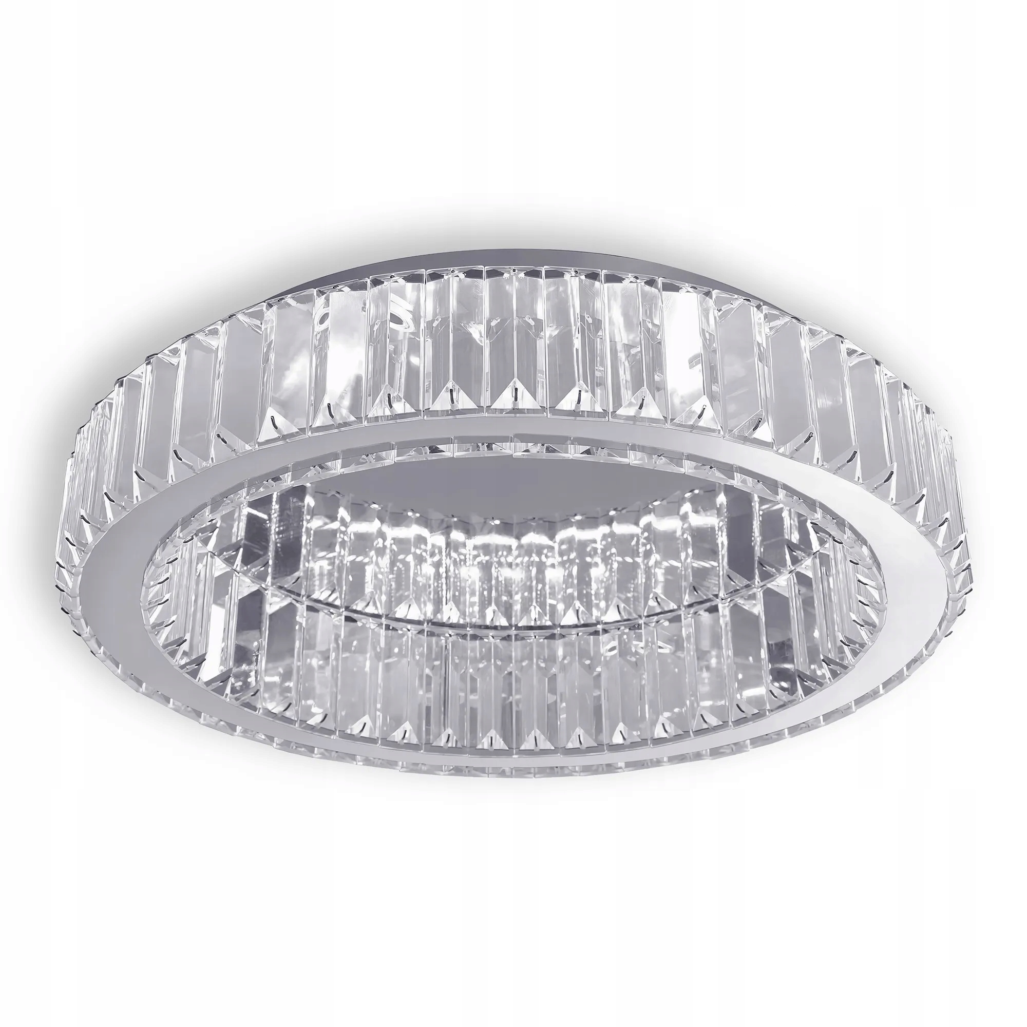 Led Kryštálová Stropná Lampa Stropné Svietidlo Okrúhla Zrkadlová 50 cm Chrom