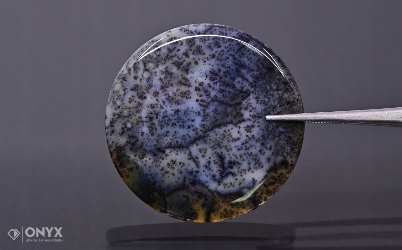 Dendritový achát z Kazachstánu konvexní mělký kruh