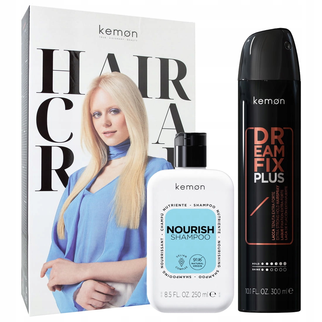 Kemon dárková sada pro péči a styling vlasů s šampon lakem