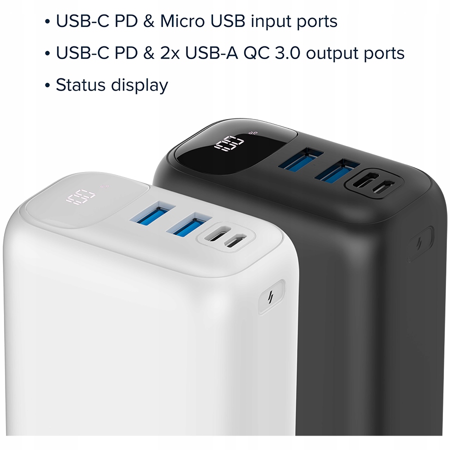 CANYON Powerbank PB-301 LED 30000 mAh PD 20W QC 3.0 Czarny — 10