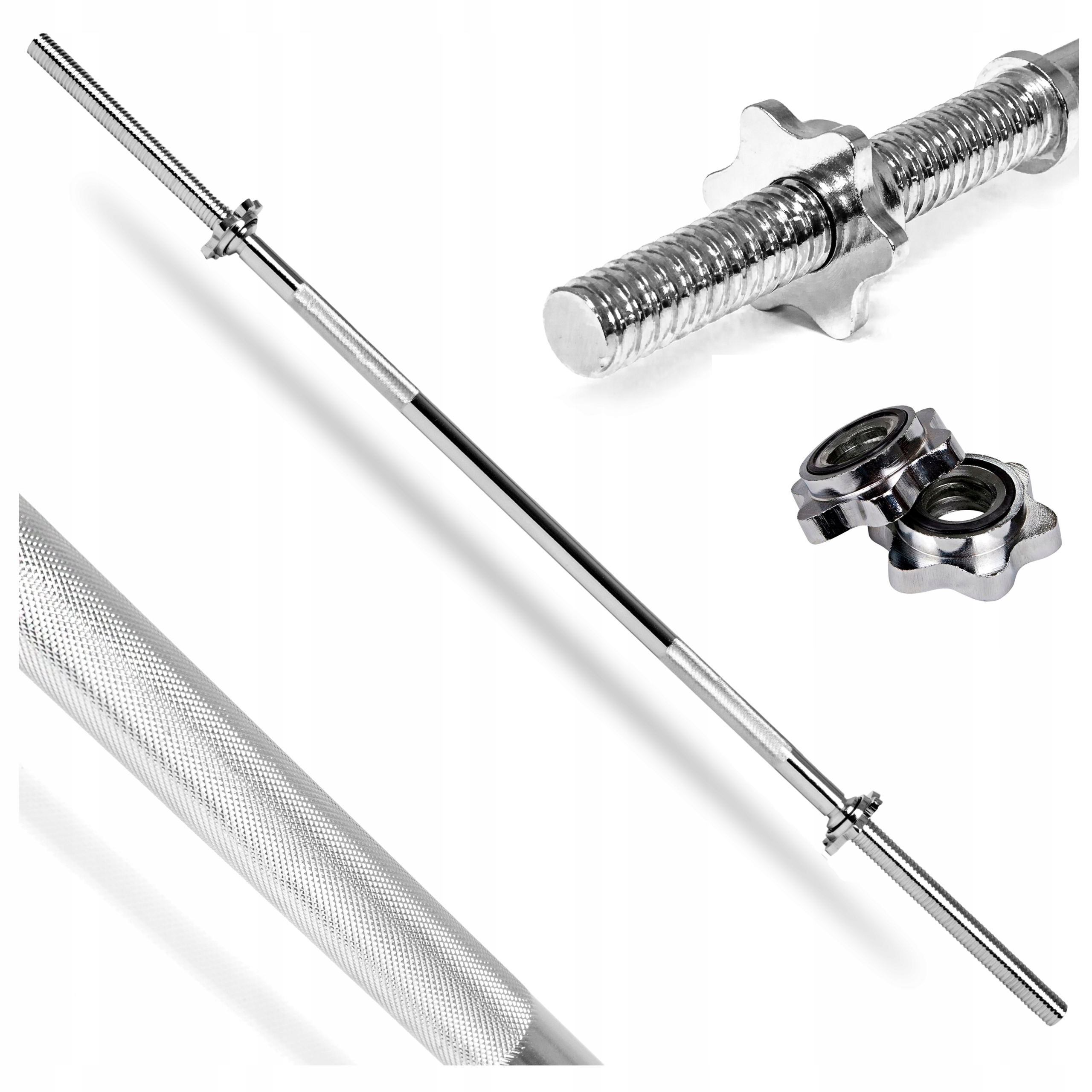 Gryf Prosty 180cm śr.25mm Sztanga Sapphire pełny Stalowy gwintowany Zaciski