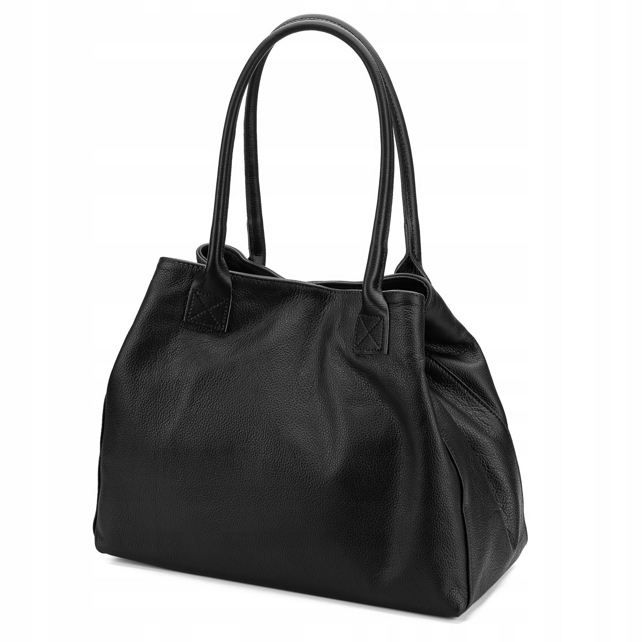 Černá Italská Dámská Kabelka Shopper Vera Pelle Kožená Prostorná Taška A4