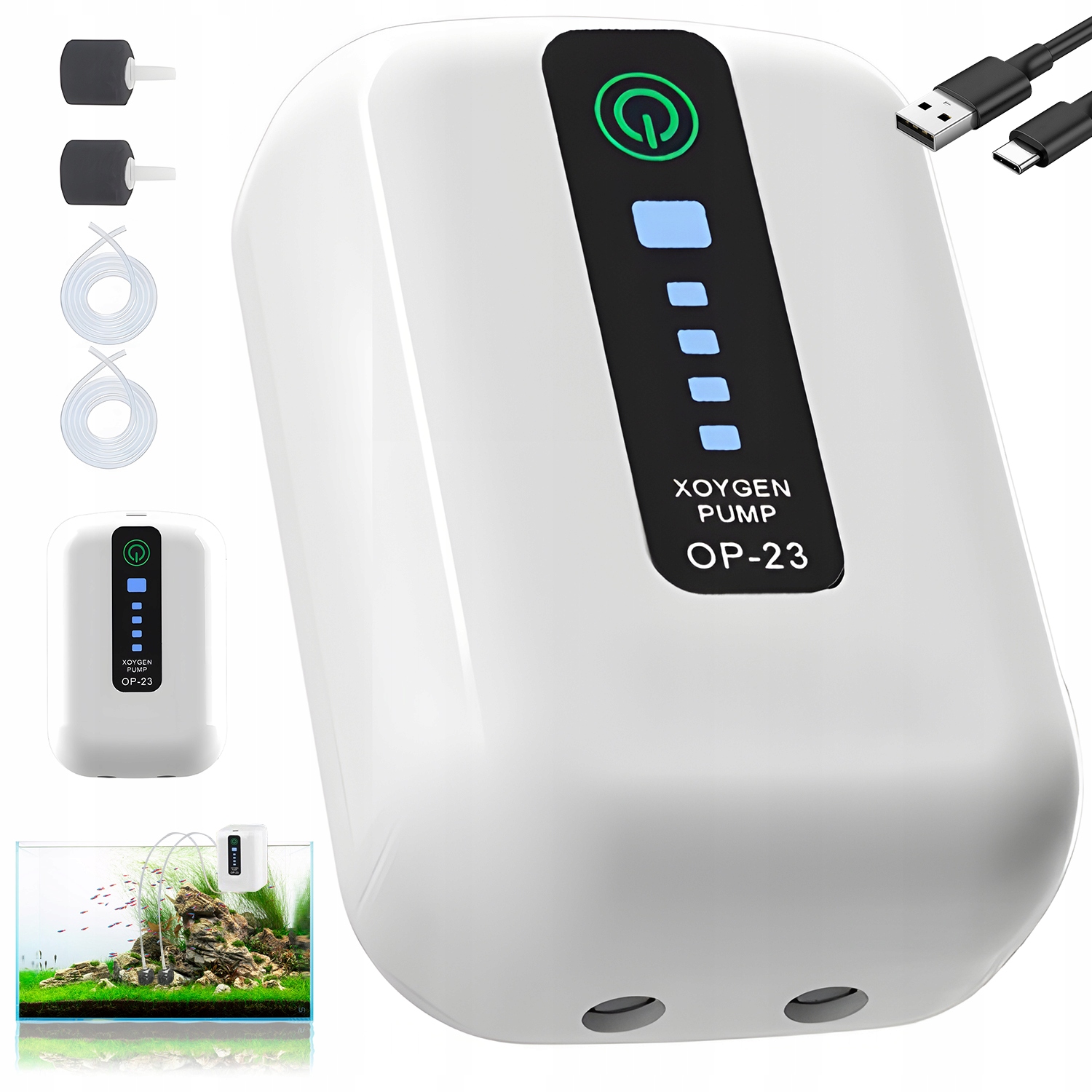 Levně Vzduchová Pumpa Do Akvária S Usb Pro Velké Nádrže, Ultratichá