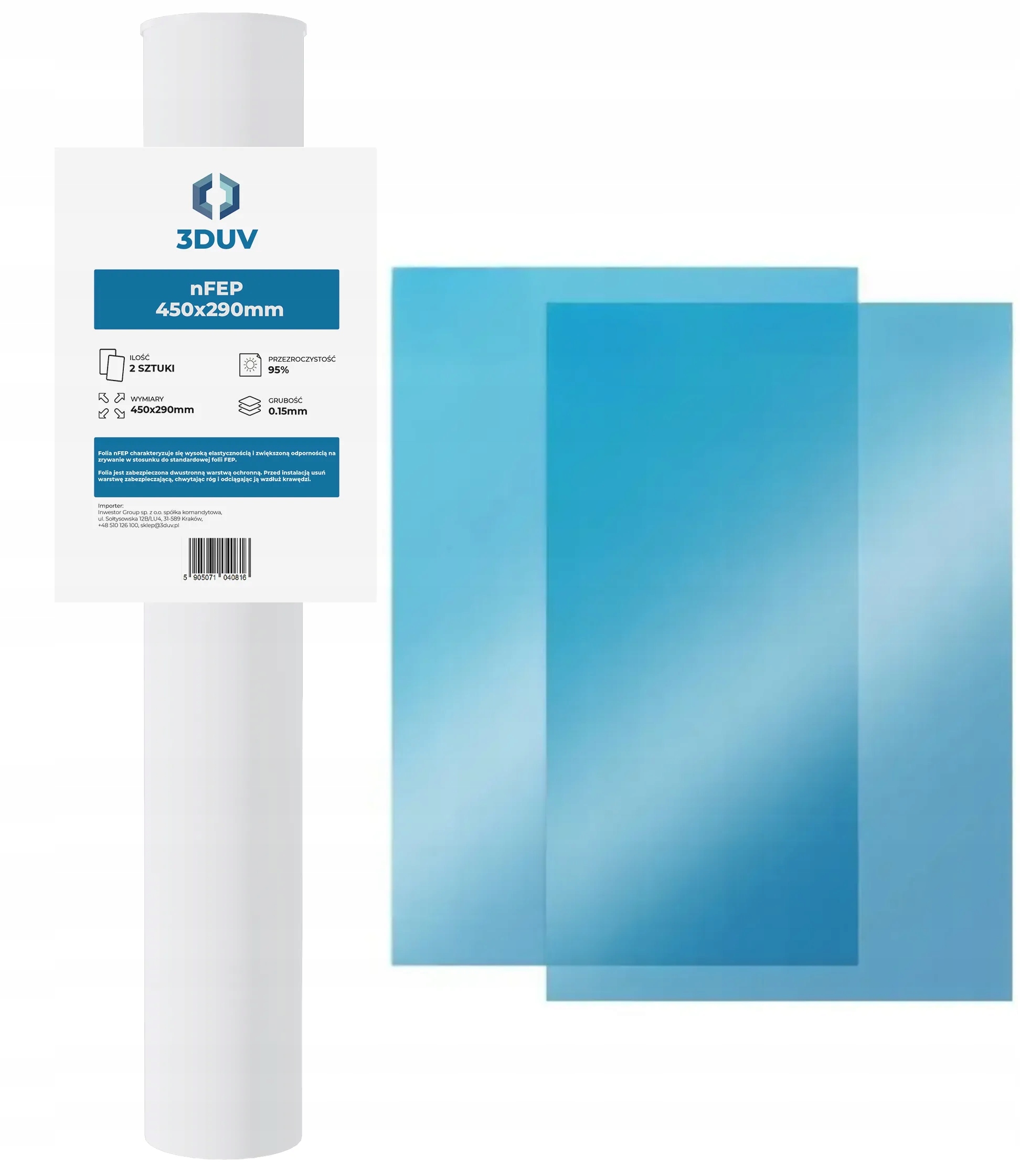 Fólie nFEP 3DUV 15" 450x290 mm (150 um) 2ks Vysoká Pružnost