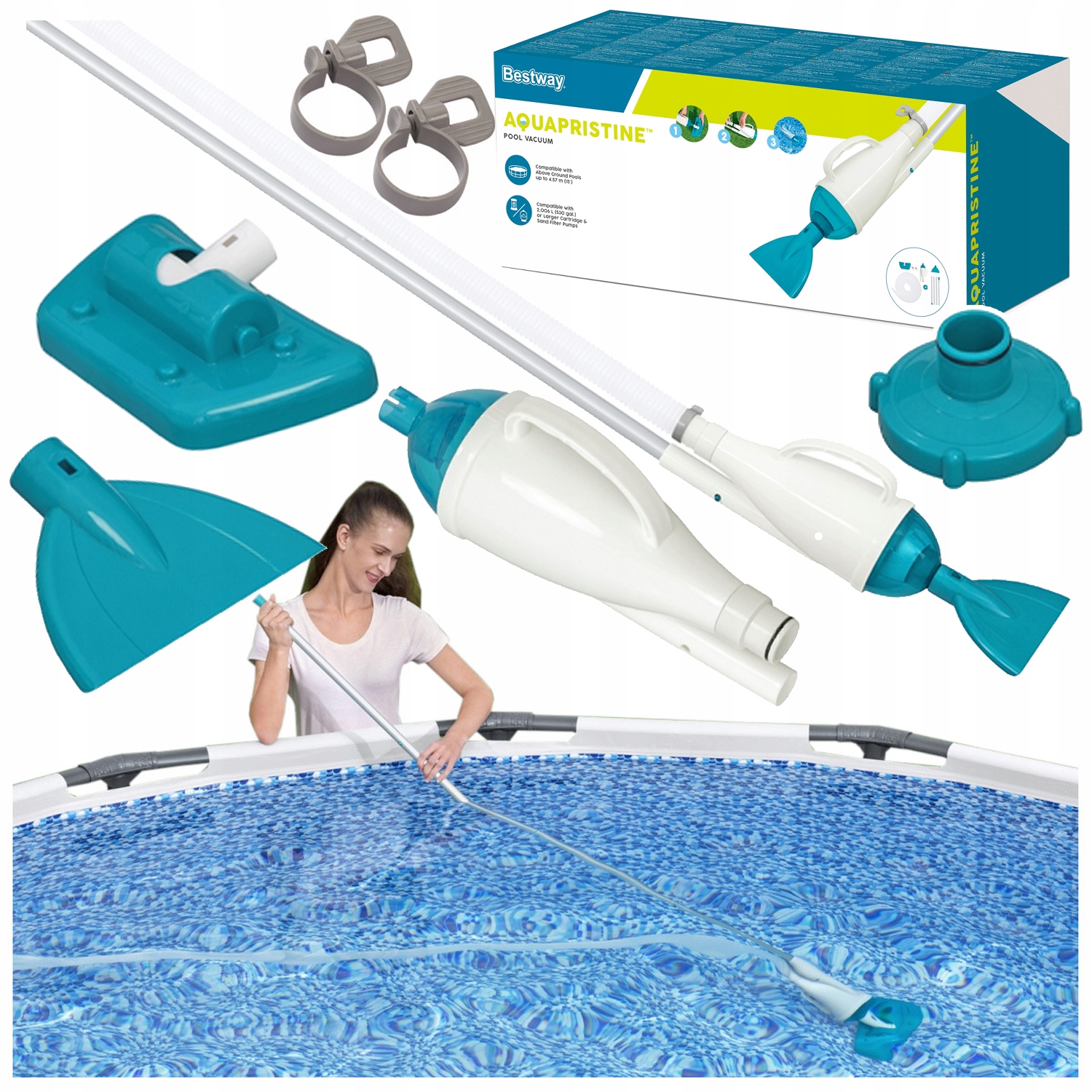 Zestaw Do Czyszczenia Basenu Szczotka Odkurzacz basenowy Bestway Na Kiju