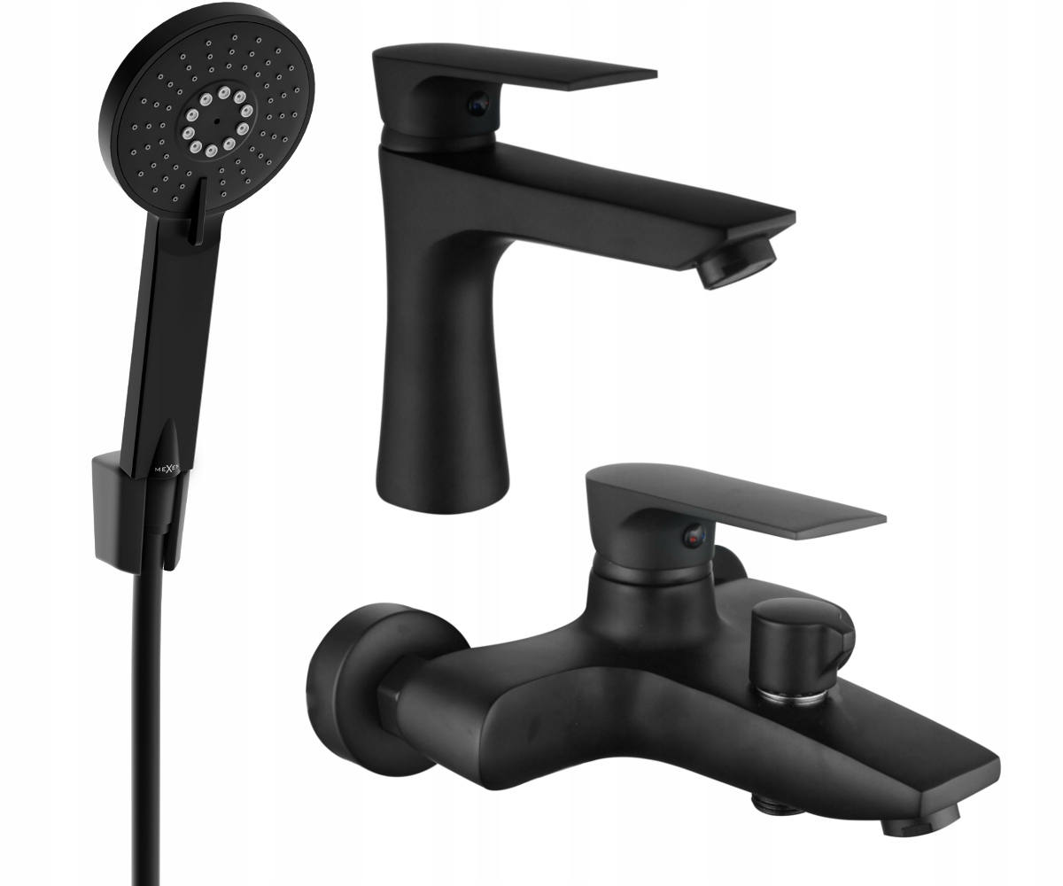 Mexen Axel R40 Vanová souprava černá s mosaznou baterií