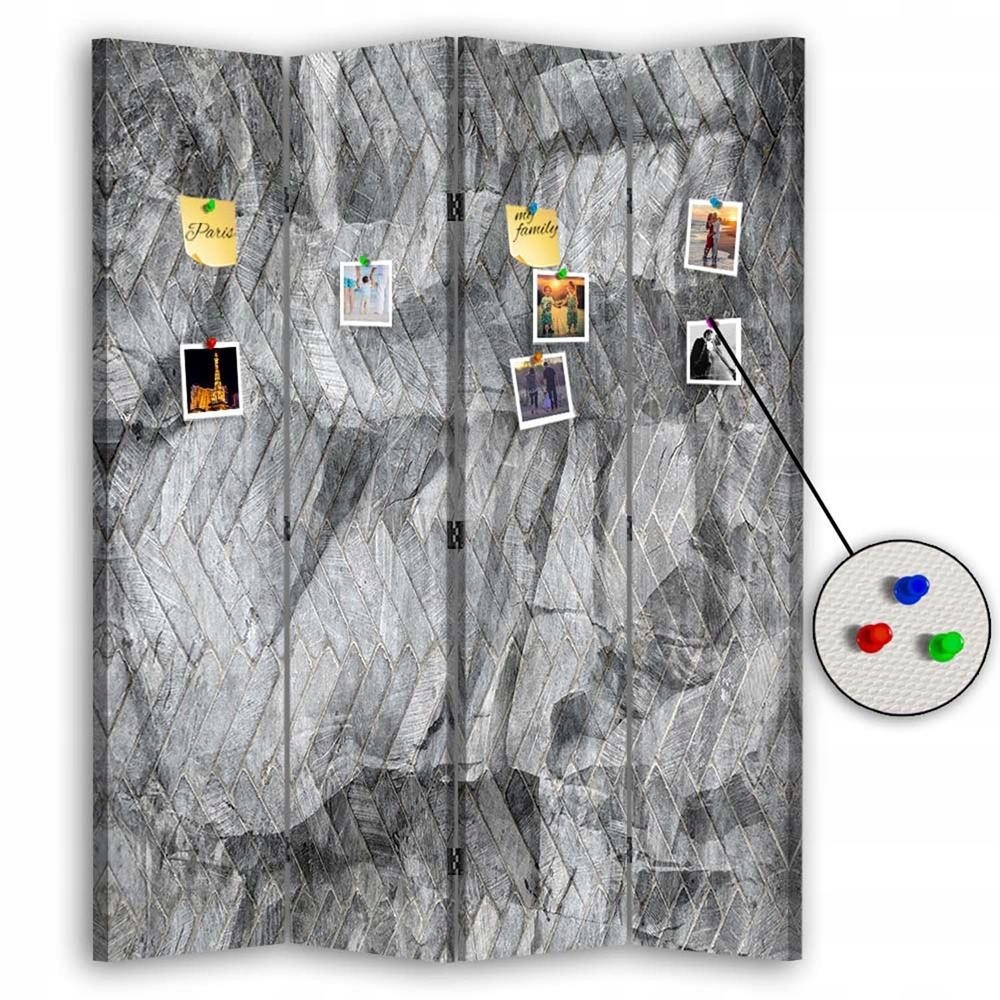 Paraván oboustranný korkový, Klid šedi 145x170