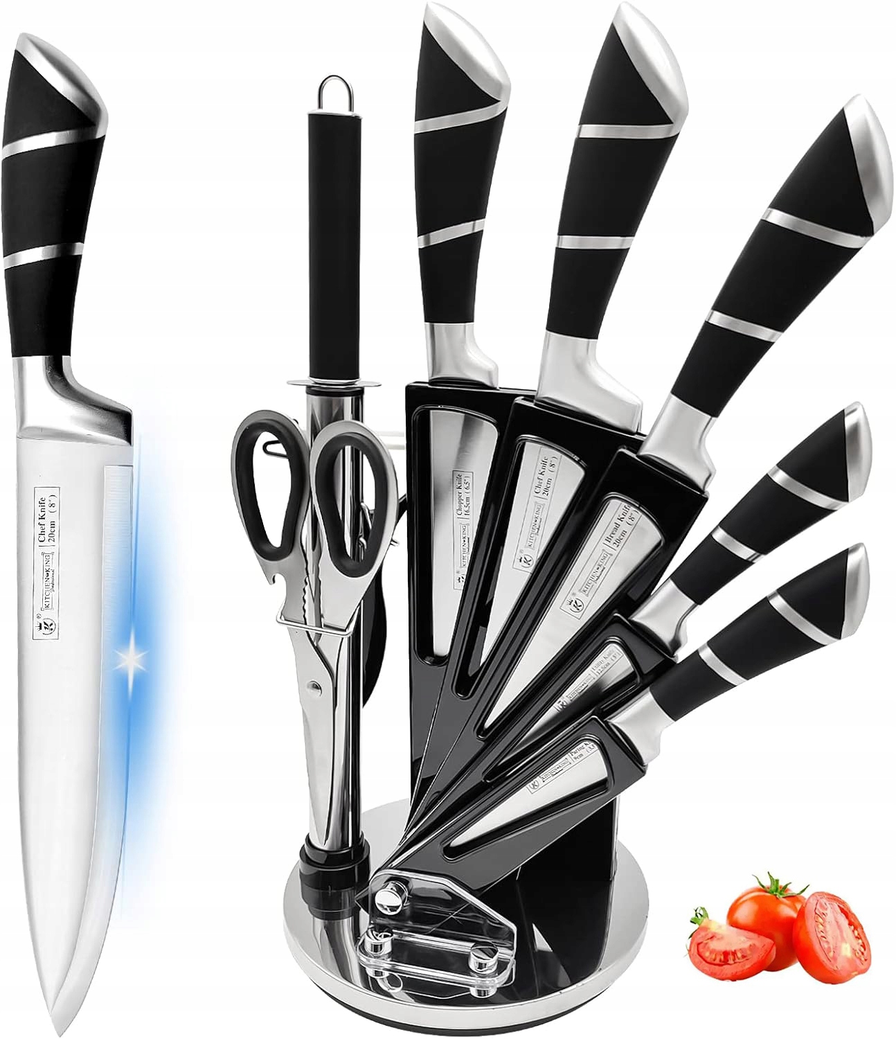 Sada Kuchyňských Nožů Nože Kuchyňský Stojan Blok Nože 9e Brousek Nůžky