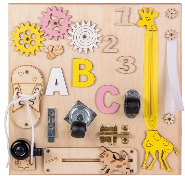 

Tablica Sensoryczna Montessori Naturalna Drewniana