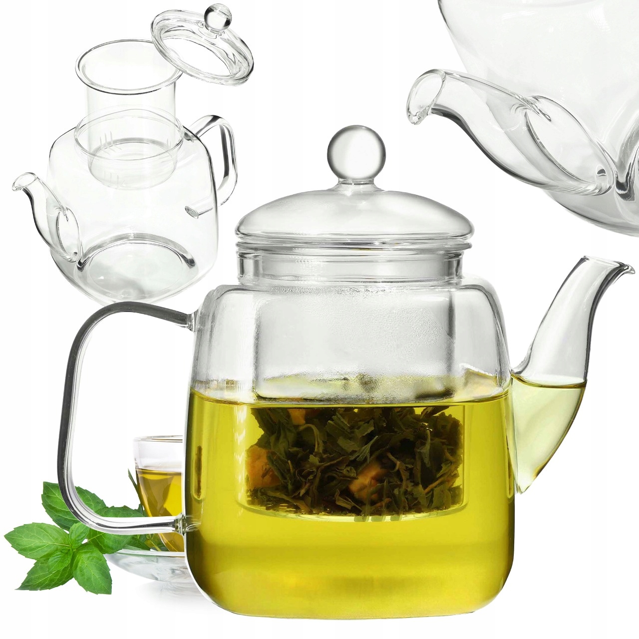 DZBANEK ZAPARZACZ DO HERBATY SZKLANY DO PARZENIA ZIÓŁ Z POKRYWKĄ 1L