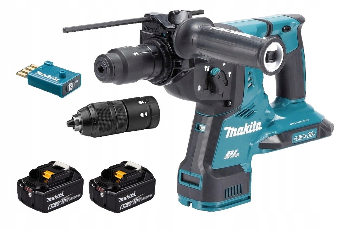 Makita Aku Młotowiertarka Lxt 2x18V Aws Sds Plus 2.9J 2x6Ah BL1860 DHR283ZU