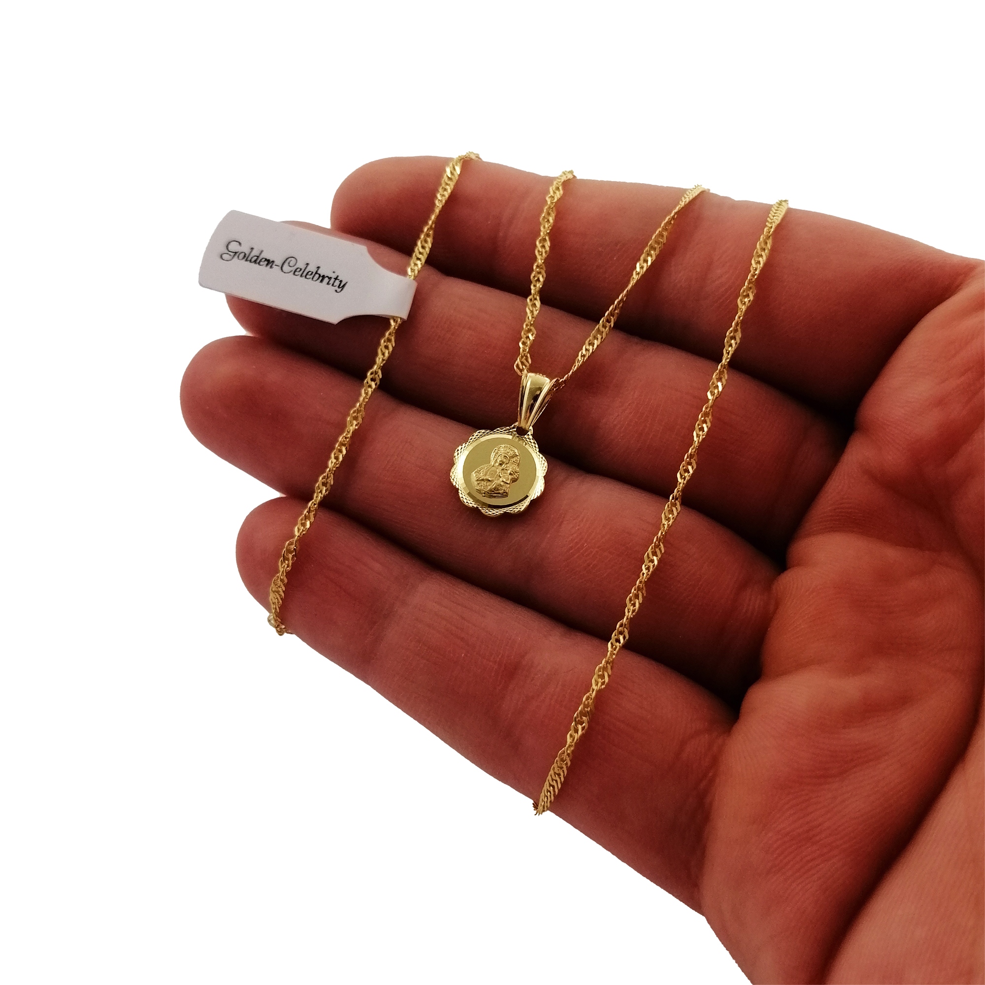 ZŁOTY ŁAŃCUSZEK Z MEDALIKIEM DLA DZIEWCZYNKI 925 Stan opakowania oryginalne