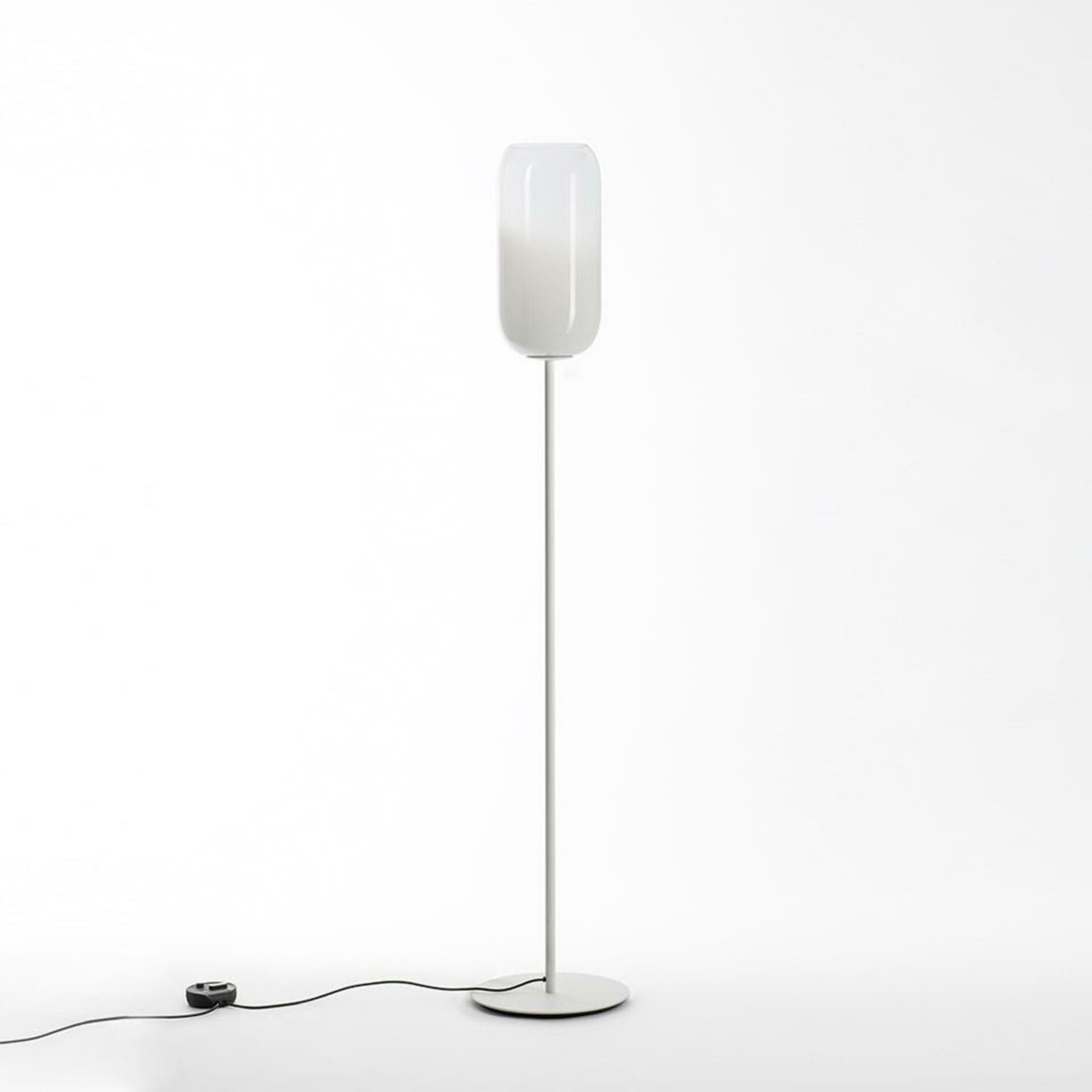 Artemide Gople stojací lampa bílá, foukané sklo, E27, design Big 170cm