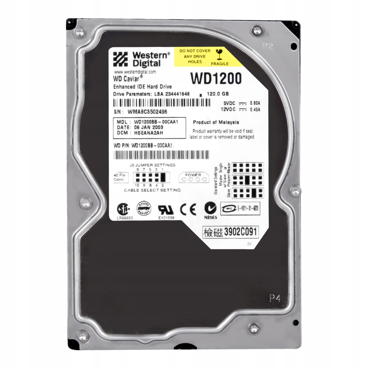 Wd Caviar 120GB 7200RPM 2MB Ata 3.5'' WD1200BB
