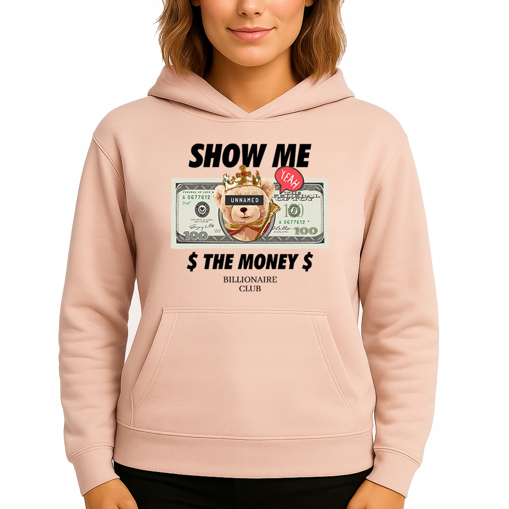 Mikina S Kapucí Broskvová bavlněná mikina Show Me The Money Vel M