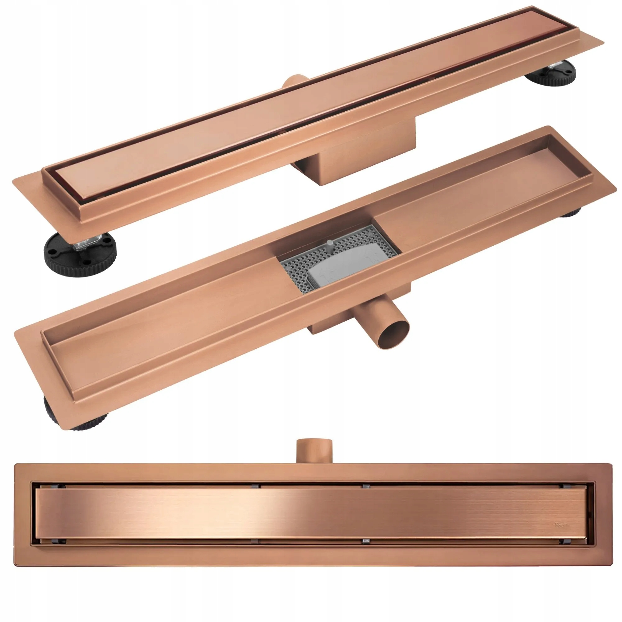 Lineárny odtok Pevný 80 Meď kartáčovaná Rea Neox Reverzibilný do výklenku