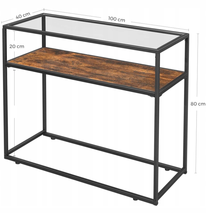 KONSOLA STOLIK LOFT INDUSTRIALNY RUSTYKALNY BRĄZ SZKŁO VINTAGE Kod producenta LNT10Bx