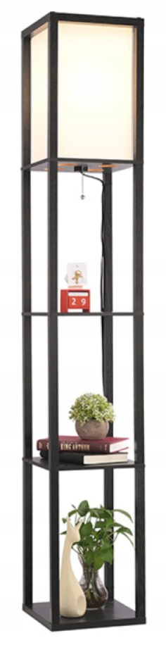 LAMPA STOJĄCA PODŁOGOWA PÓŁKA REGAŁ DO PRZECHOWYWANIA 2w1 CZARNY 160 CM