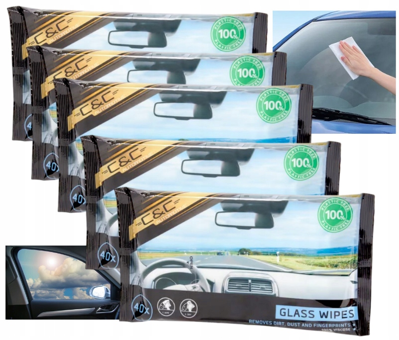 Wilgotne chusteczki ściereczki do szyb lusterek samochodowych 200 szt