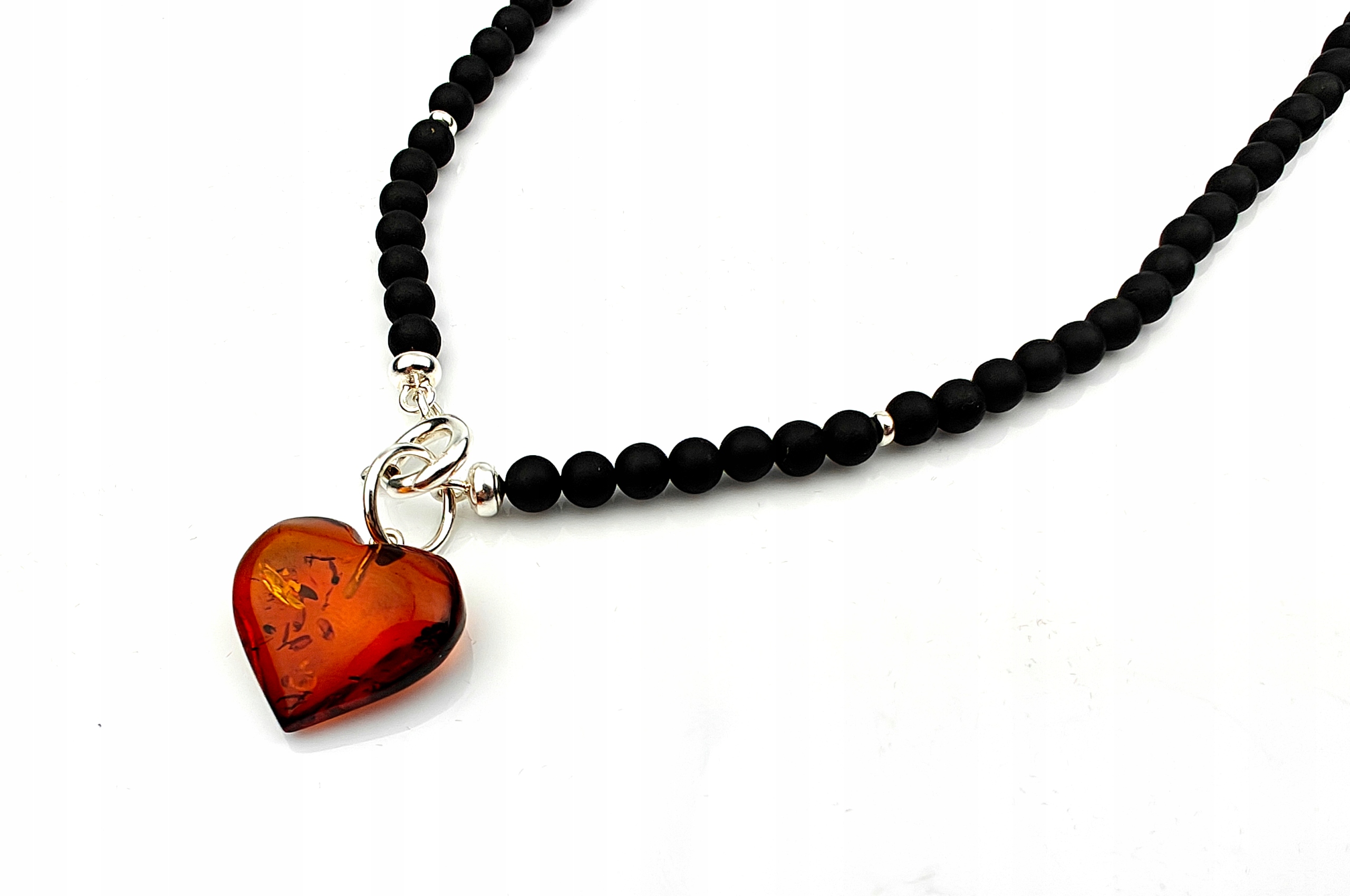 Náhrdelník Řetízek Černý Jantar Srdce