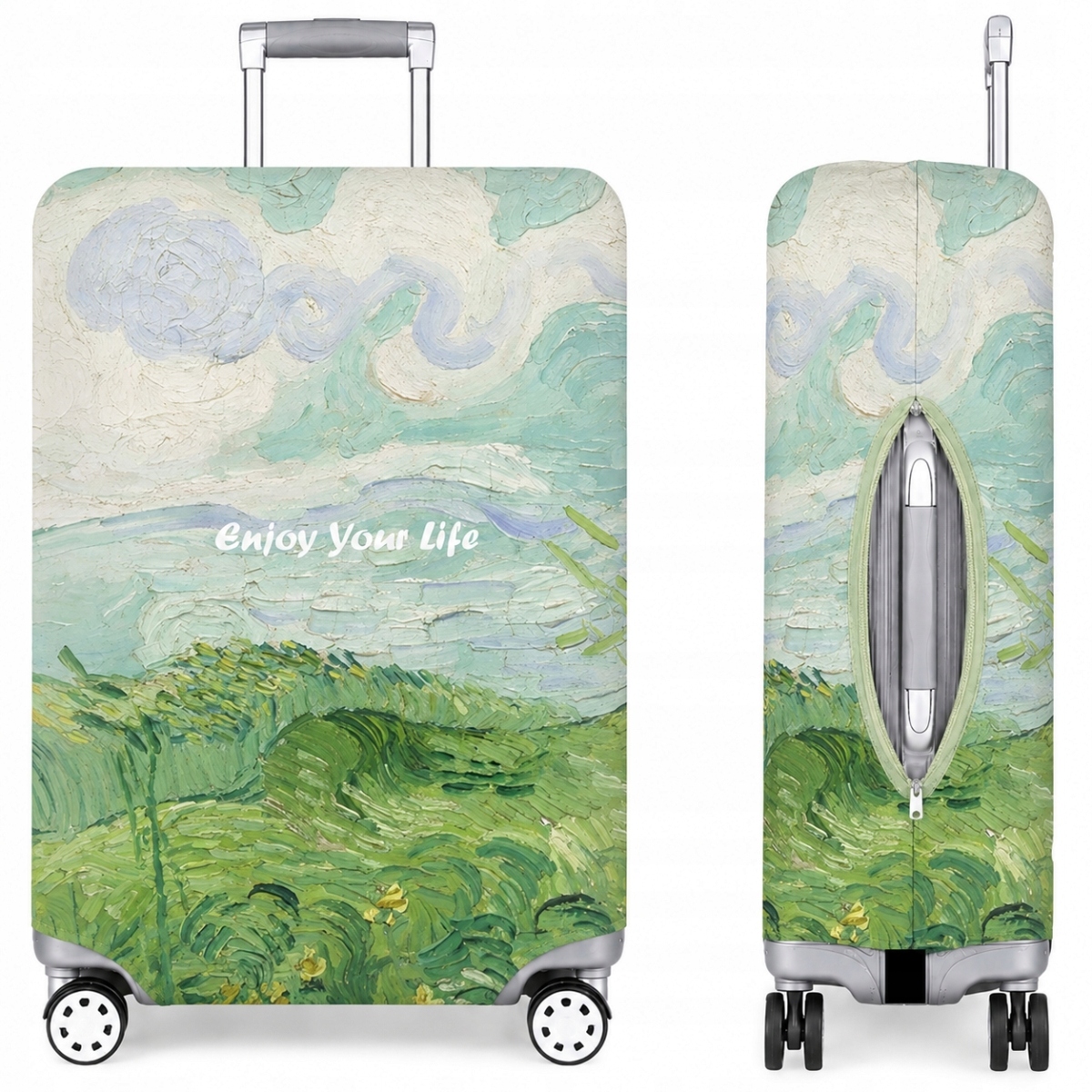 Pokrowiec Ochronny Zielony Na Walizkę Podróżną Etui Bagaż 70x50x30 Premium