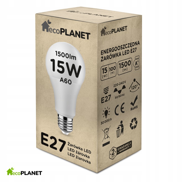

Żarówka Eco E27 Led 15W Barwa Ciepła Ekonomiczna