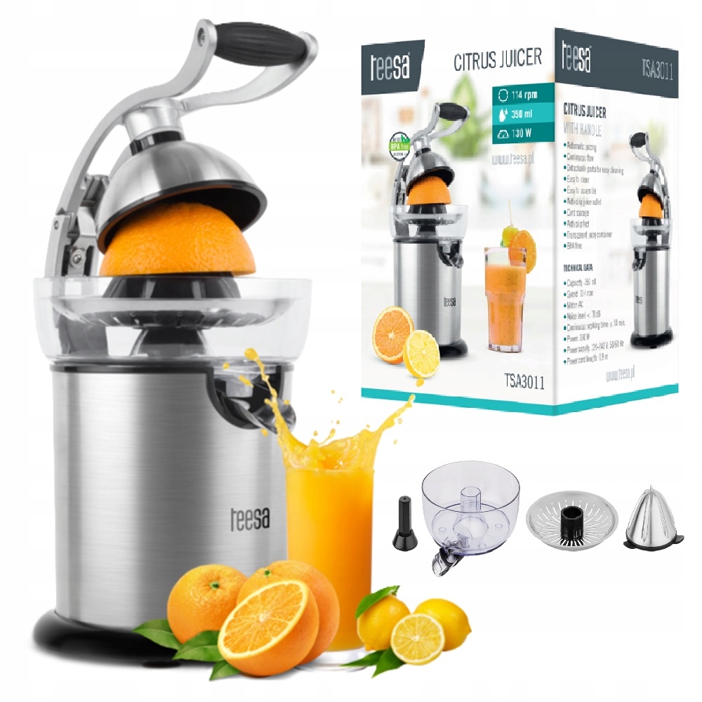 Odšťavovač na citrusy nerezová oceľ jednoduché čistenie 130 W TSA3011 350 ml