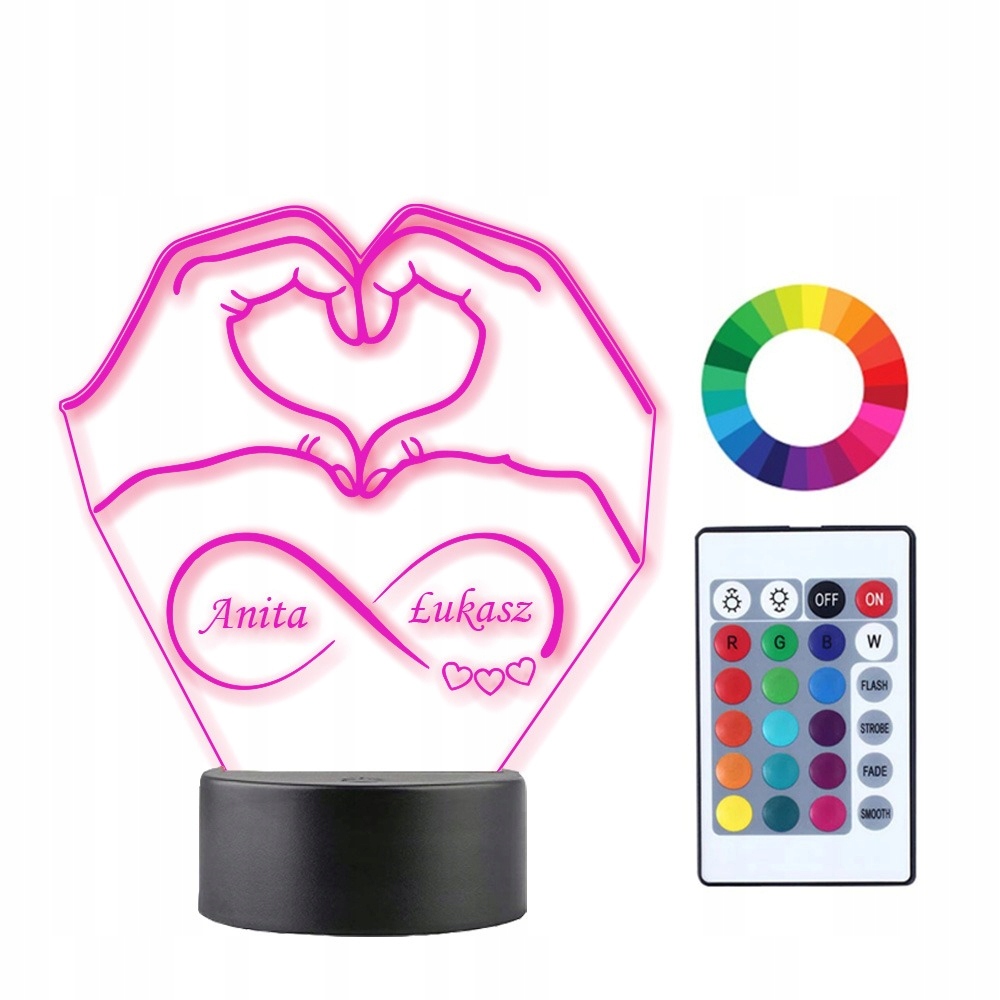 

Lampka Nocna Led Ręce Serce Walentynki Rocznica