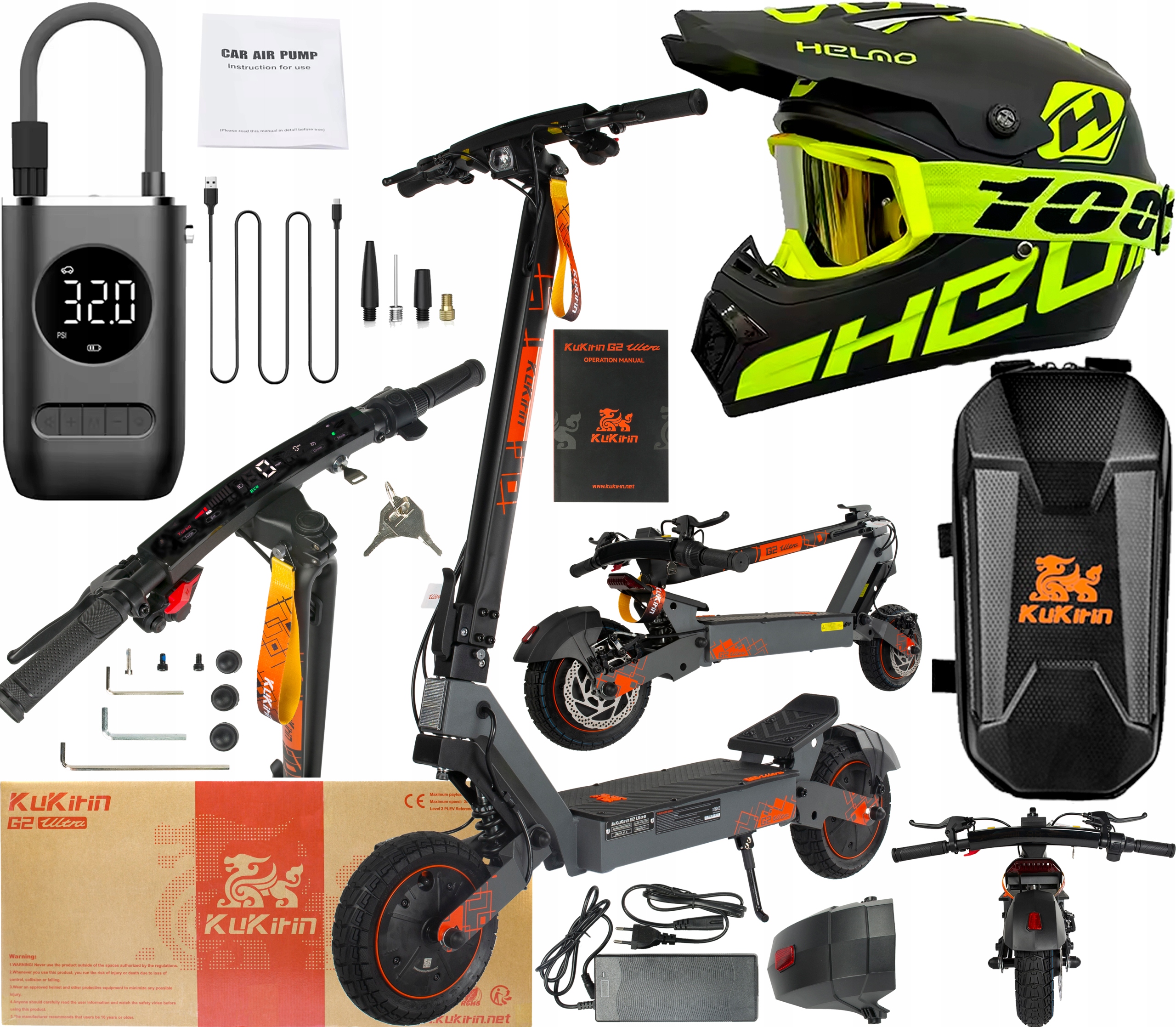 KuKirin G2 Ultra Elektrická vozidla 1600W 48V 18Ah 50km/h 55KM Dárek.