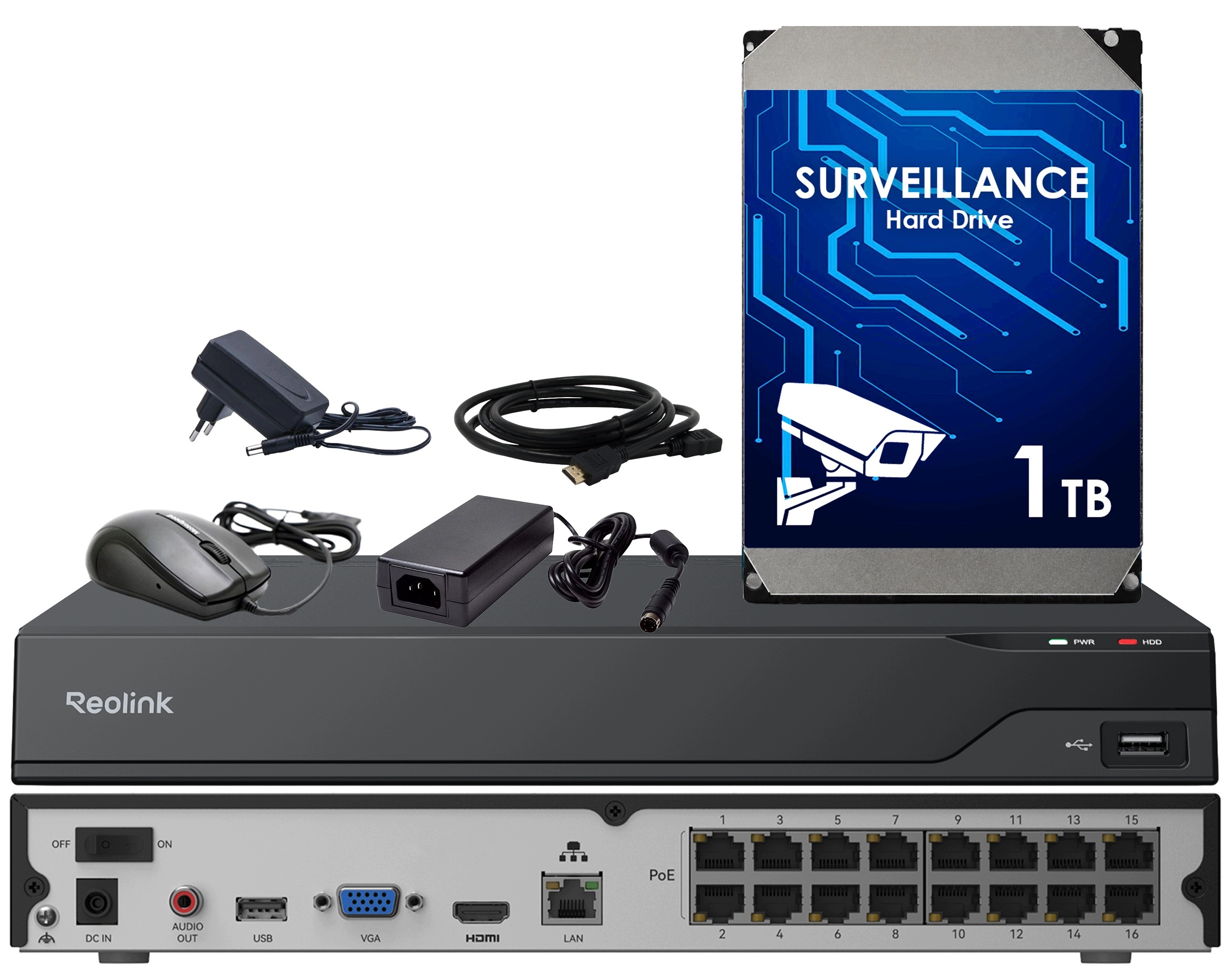 Ip rekordér pro 16 kamer do 8MP RP-PN16-NHD Reolink 1TB Hdd disk