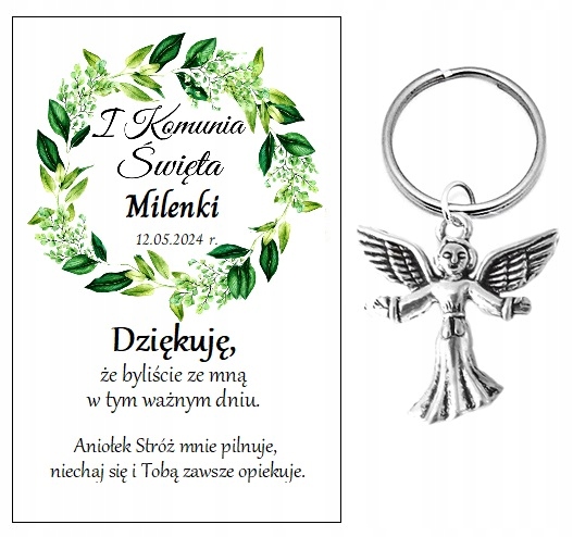 Podziękowania dla gości breloczek ANIOŁEK NR 6 KOMUNIA PAMIĄTKA PODARUNEK