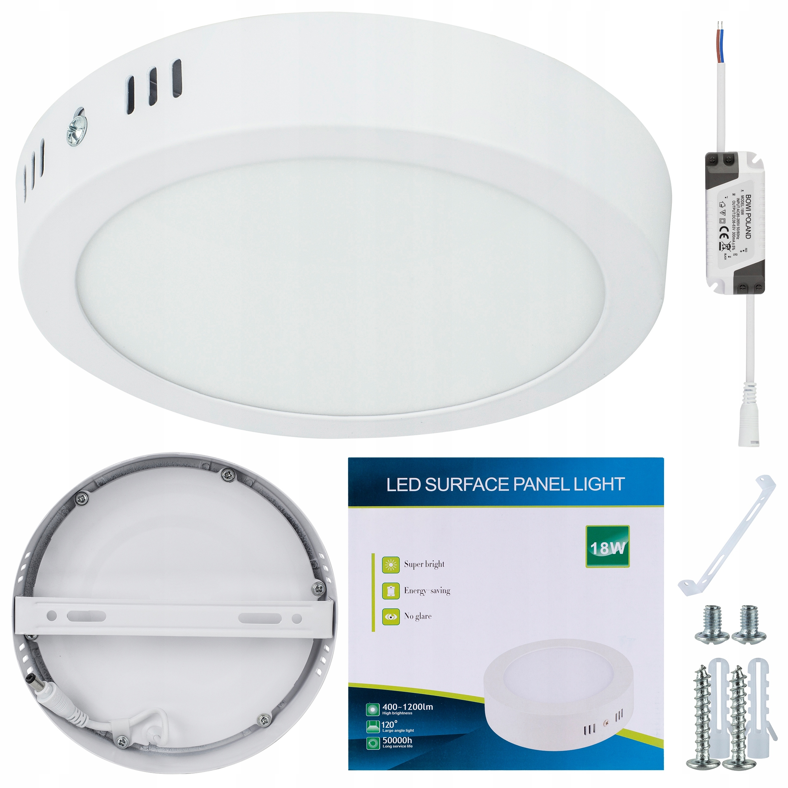PANEL PLAFON LED OKRĄGŁY NATYNKOWY 18W 1350LM