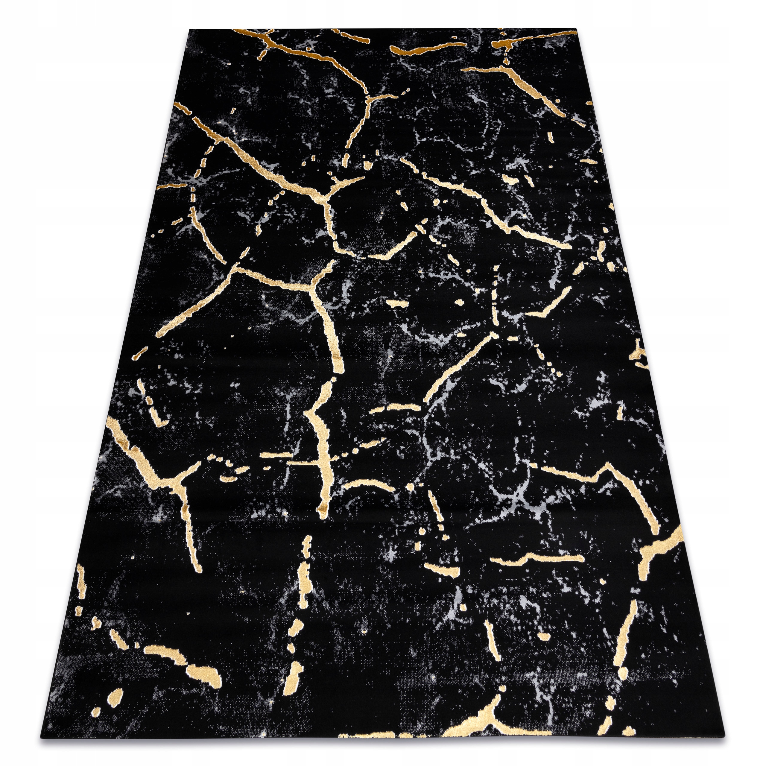 Stylowy Dywan 160x220 Marmur czarny/złoty #AT3296